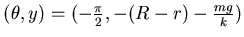 $ (\theta, y )=( -\frac \pi 2, -(R-r) -{mg \over k})$