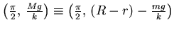 $ \left( \frac \pi 2,  { Mg \over k} \right) \equiv
\left( \frac \pi 2,  (R-r) - { mg \over k} \right)$